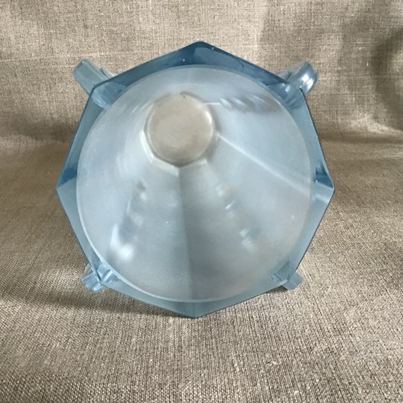 Rare  Vintage Sowerby Octagonal Blue Ice Art Deco Vase 1930's - Picture 6 of 7